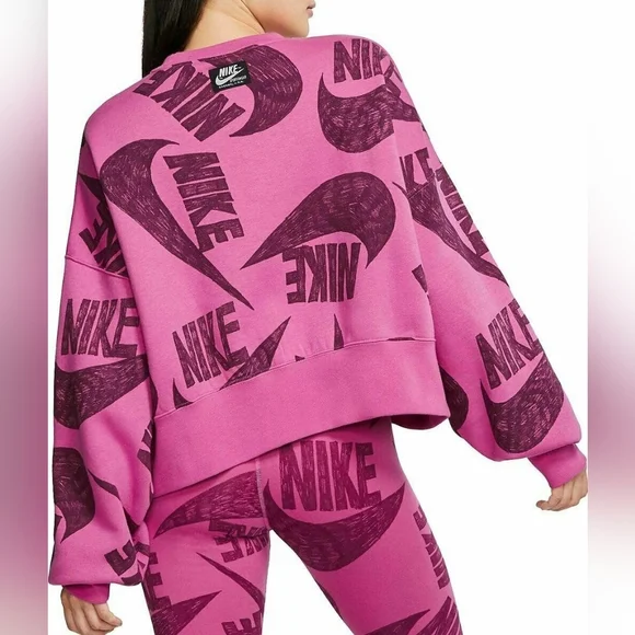 Nike Women's Pink Graphic Crew Neck Sweater - Picture 2 of 14